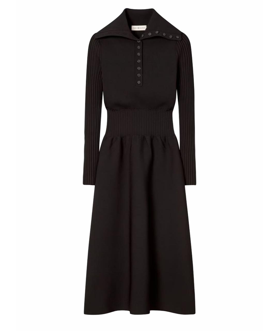 TORY BURCH Черное вискозное повседневное платье, фото 1