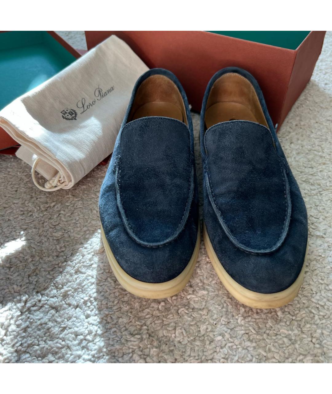 LORO PIANA Темно-синие замшевые лоферы для женщин – купить онлайн