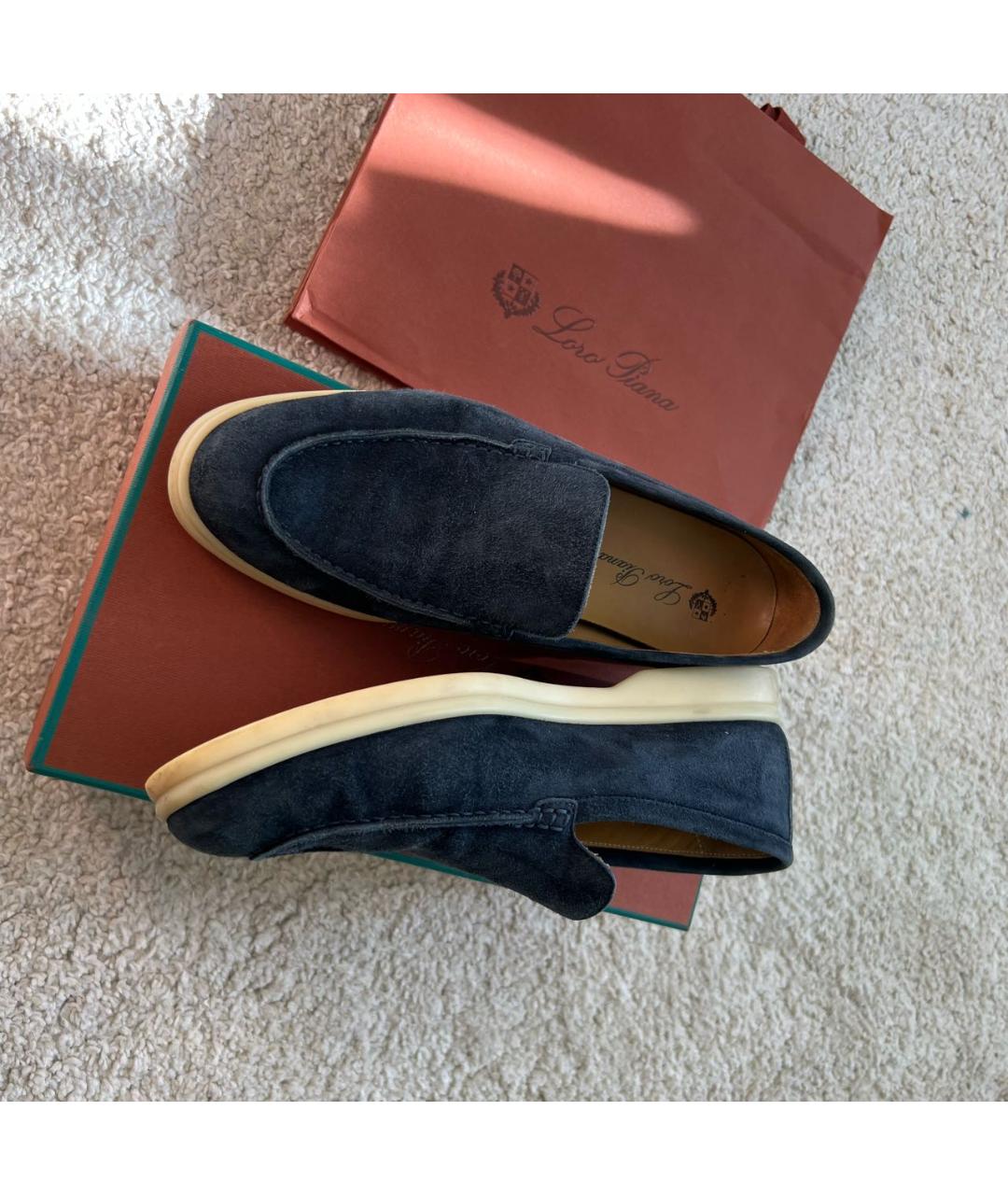 LORO PIANA Темно-синие замшевые лоферы для женщин – купить онлайн