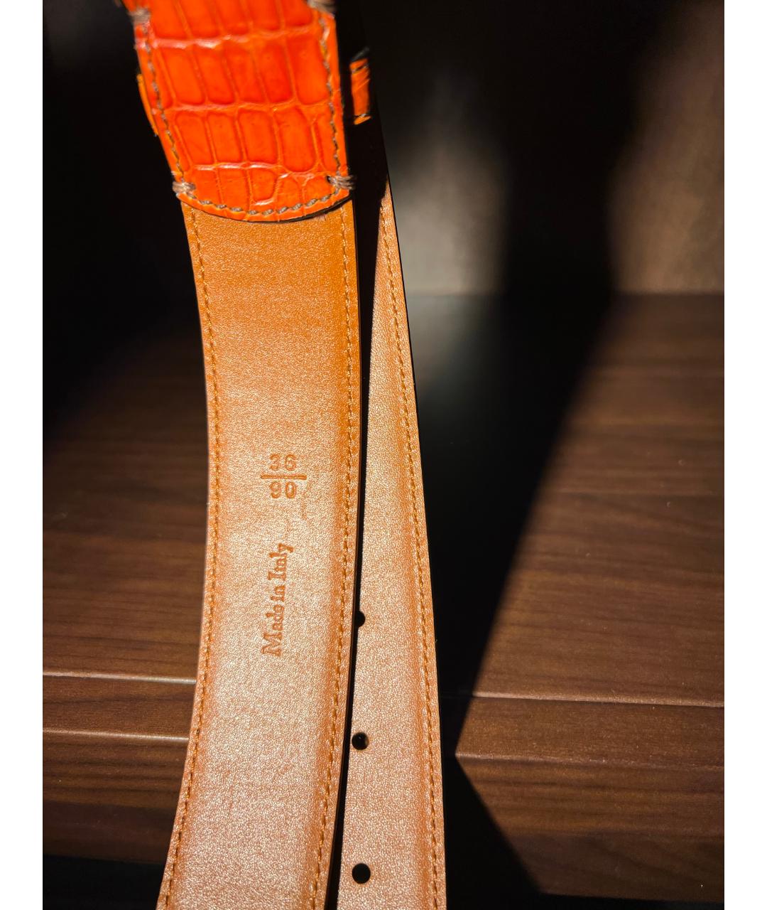 BERLUTI Оранжевый ремень из экзотической кожи, фото 3