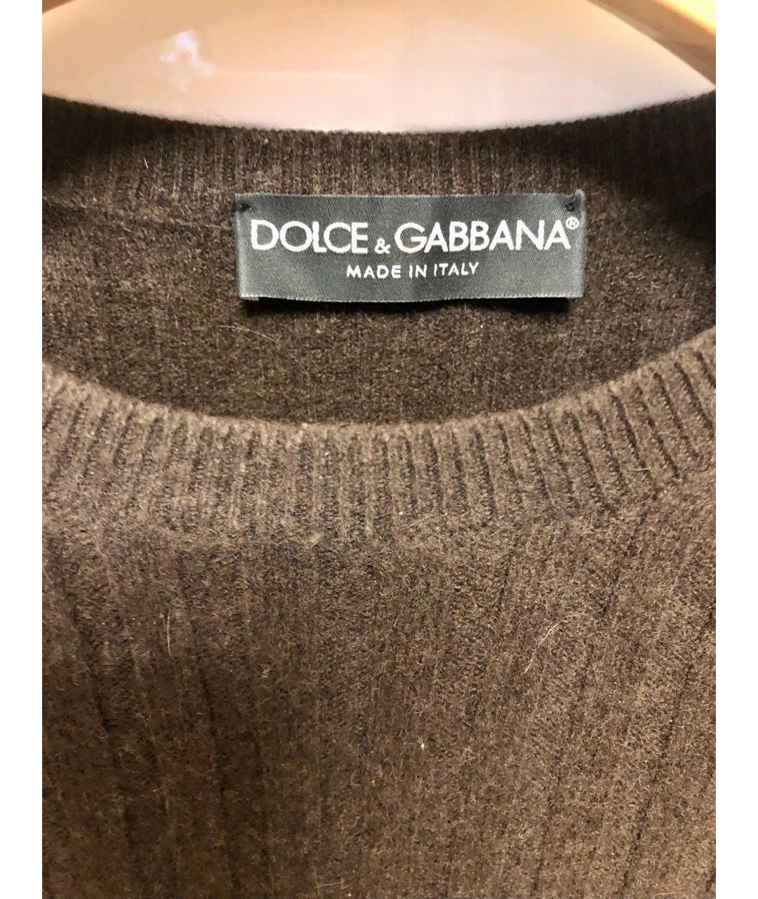 DOLCE&GABBANA Коричневый шерстяной джемпер / свитер, фото 3