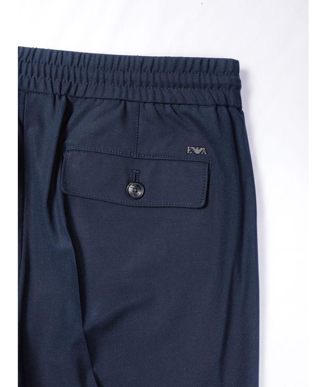 EMPORIO ARMANI Темно-синие шерстяные классические брюки, фото 5