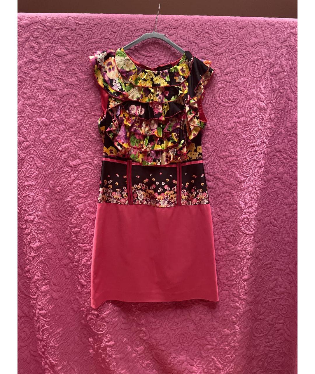 CAVALLI CLASS Розовое полиамидовое коктейльное платье, фото 6