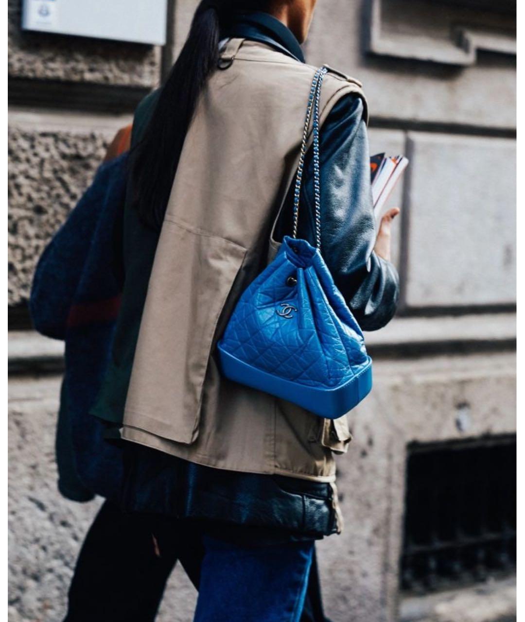 CHANEL Синий кожаный рюкзак, фото 8