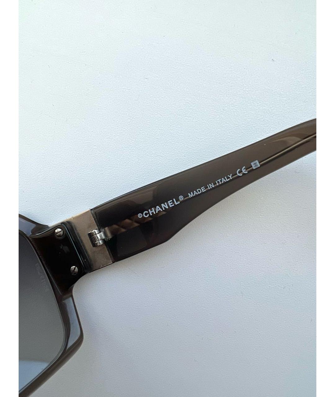 CHANEL PRE-OWNED Антрацитовые пластиковые солнцезащитные очки, фото 8