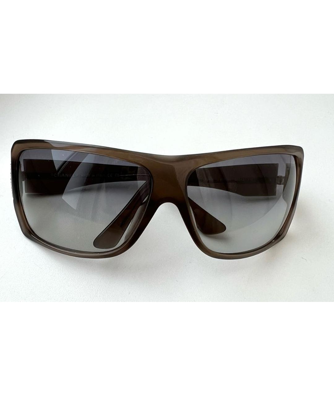 CHANEL PRE-OWNED Антрацитовые пластиковые солнцезащитные очки, фото 9