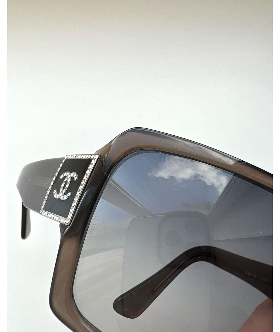 CHANEL PRE-OWNED Антрацитовые пластиковые солнцезащитные очки, фото 4