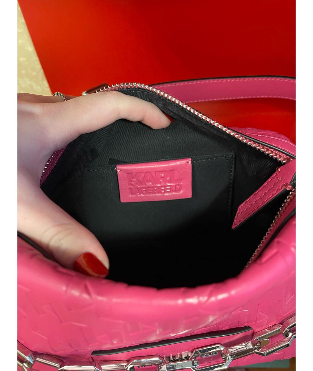 KARL LAGERFELD Розовая сумка через плечо из искусственной кожи, фото 7