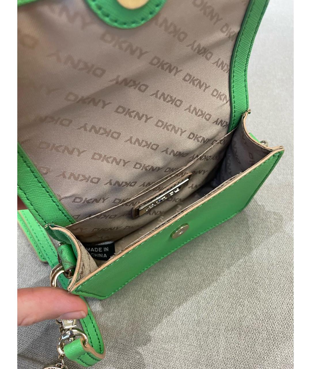 DKNY Салатовая кожаная сумка через плечо, фото 4