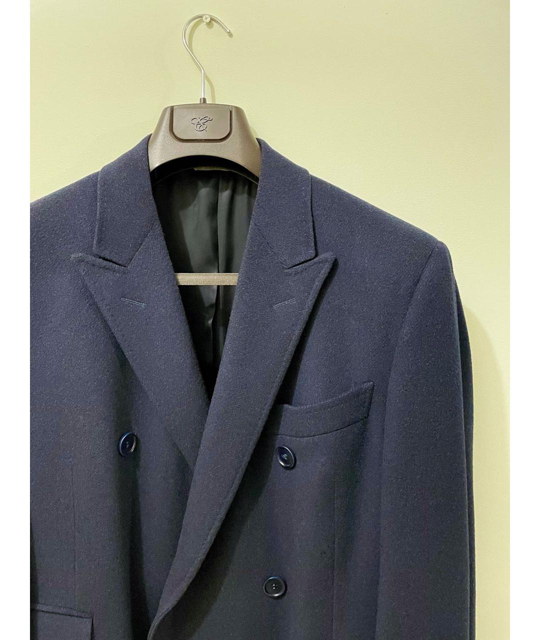 CANALI Темно-синее шерстяное пальто, фото 4