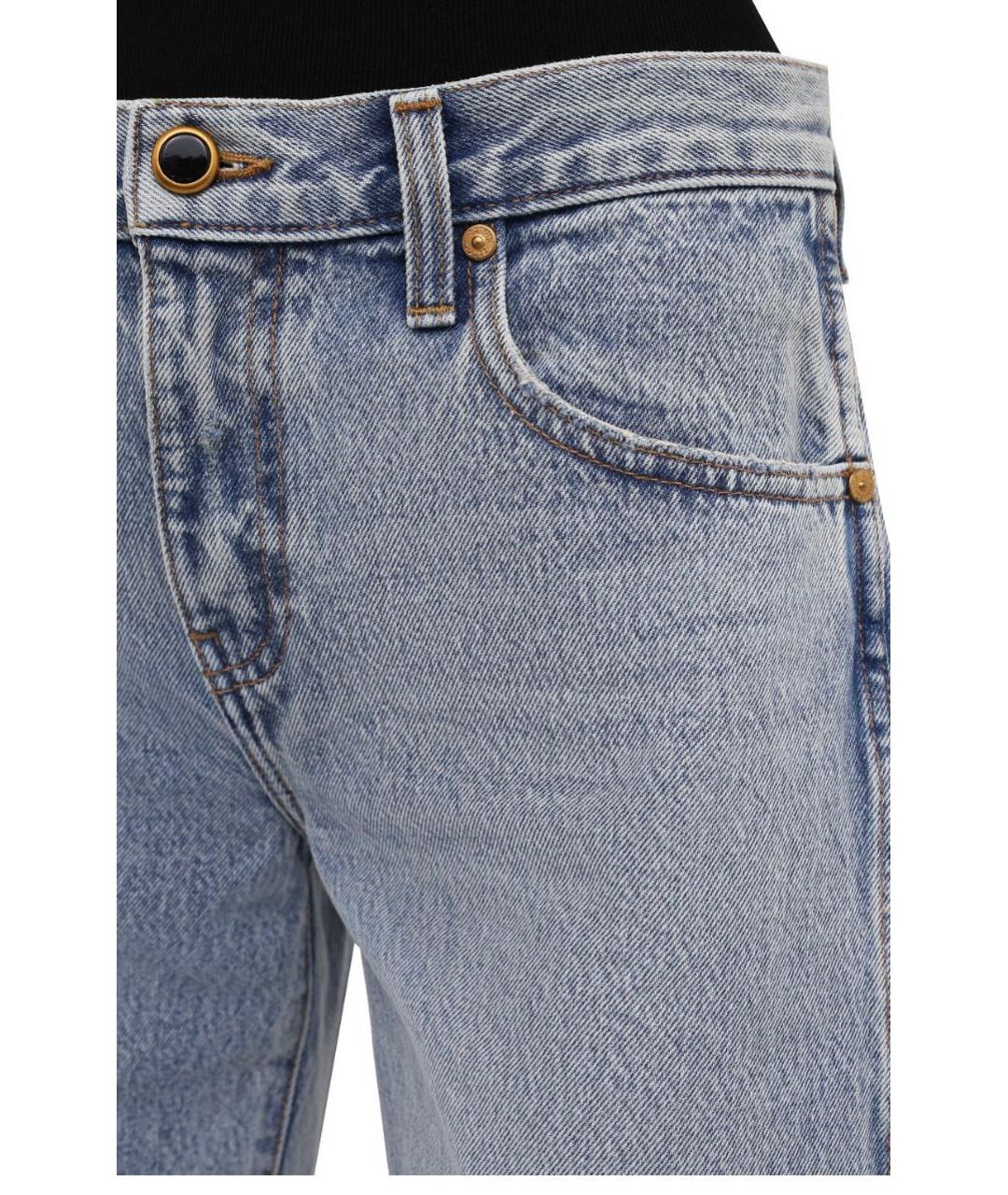 KHAITE Голубые хлопковые прямые джинсы, фото 3