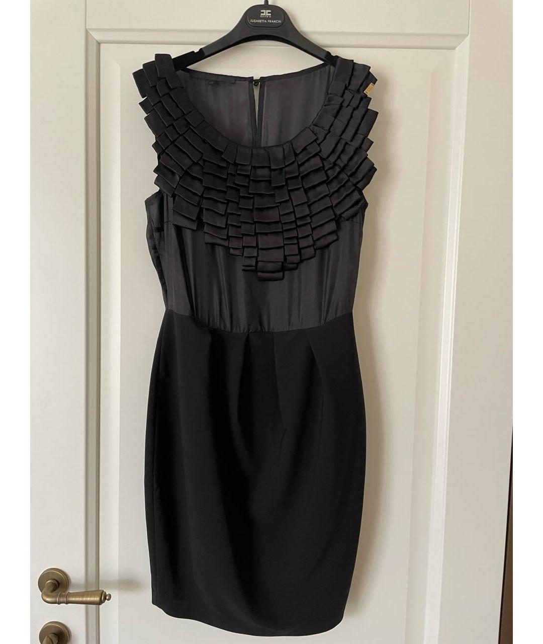 ELISABETTA FRANCHI Черное полиэстеровое коктейльное платье, фото 7