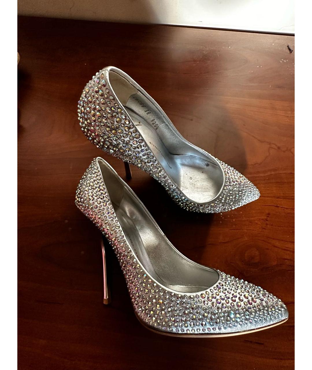 GIUSEPPE ZANOTTI DESIGN Серебряные кожаные свадебные туфли на высоком каблуке, фото 5