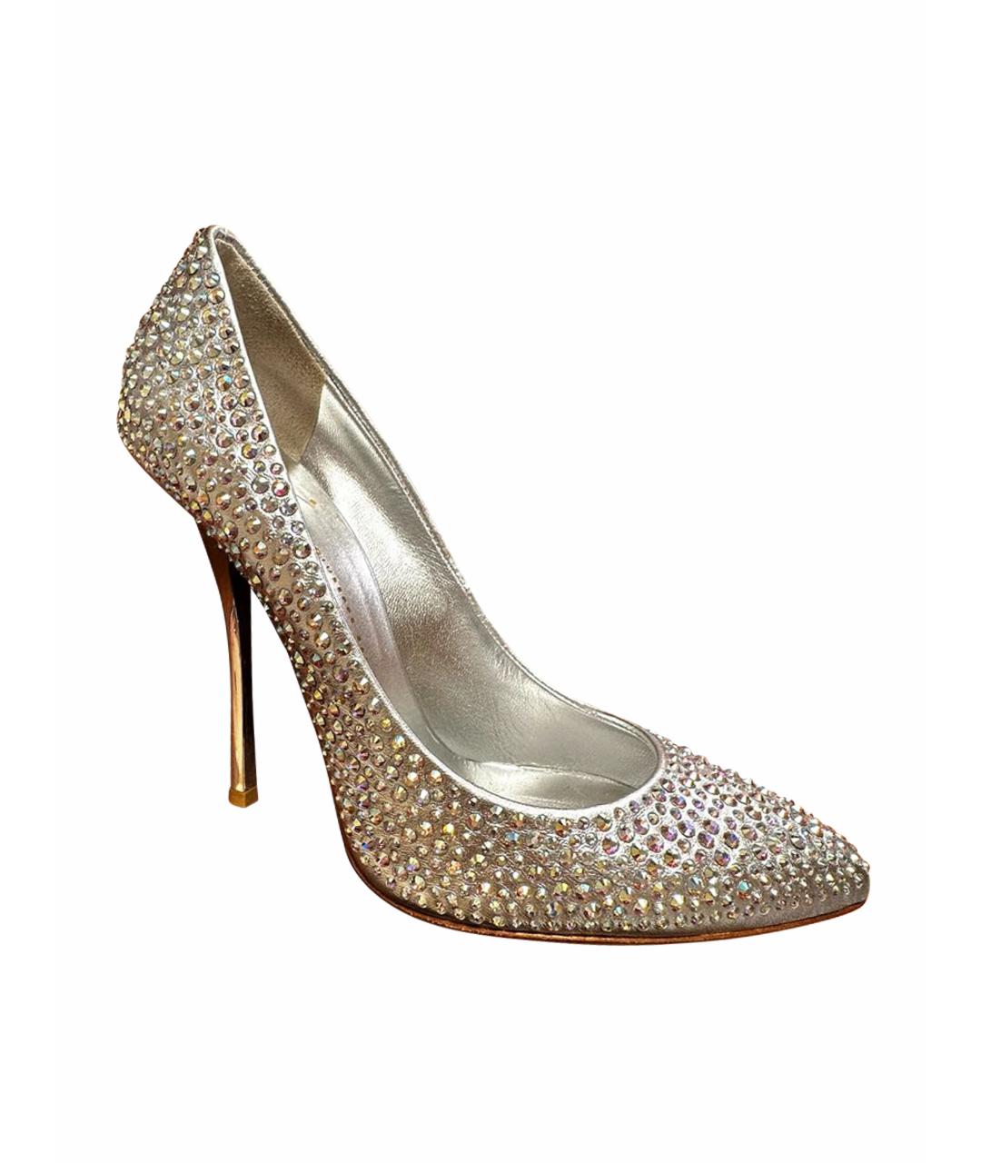 GIUSEPPE ZANOTTI DESIGN Серебряные кожаные свадебные туфли на высоком каблуке, фото 1