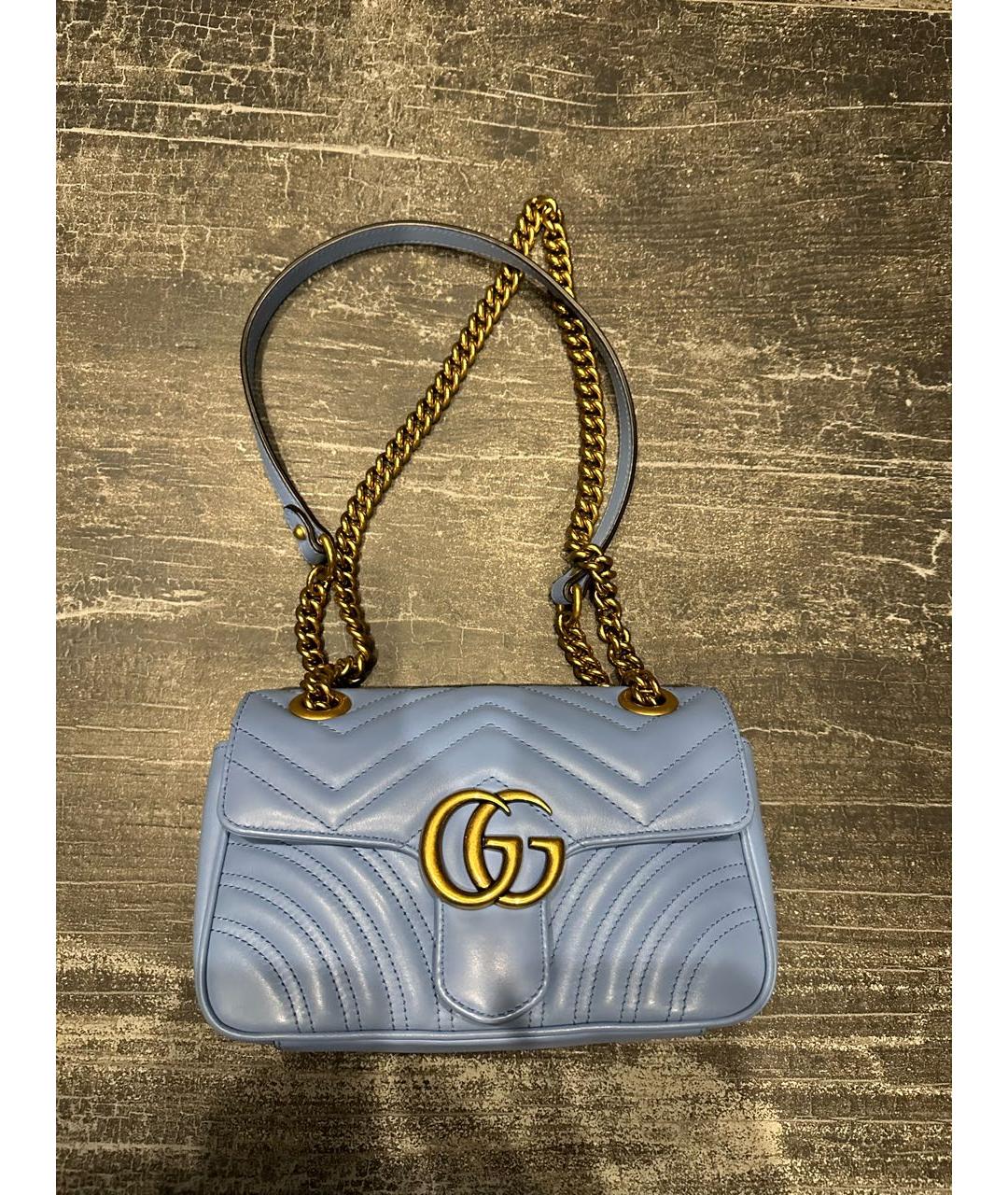 GUCCI Голубая кожаная сумка через плечо, фото 7