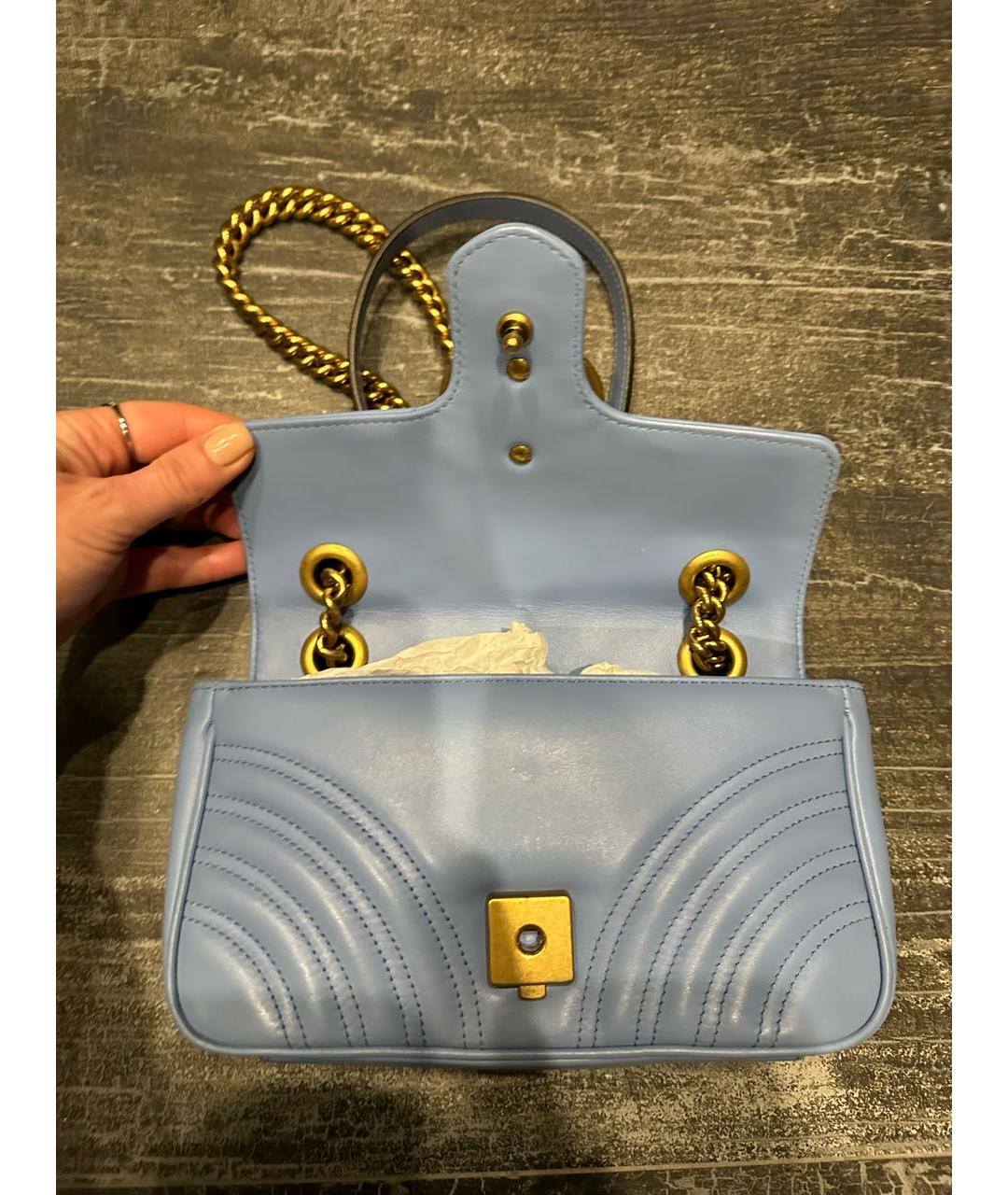 GUCCI Голубая кожаная сумка через плечо, фото 4