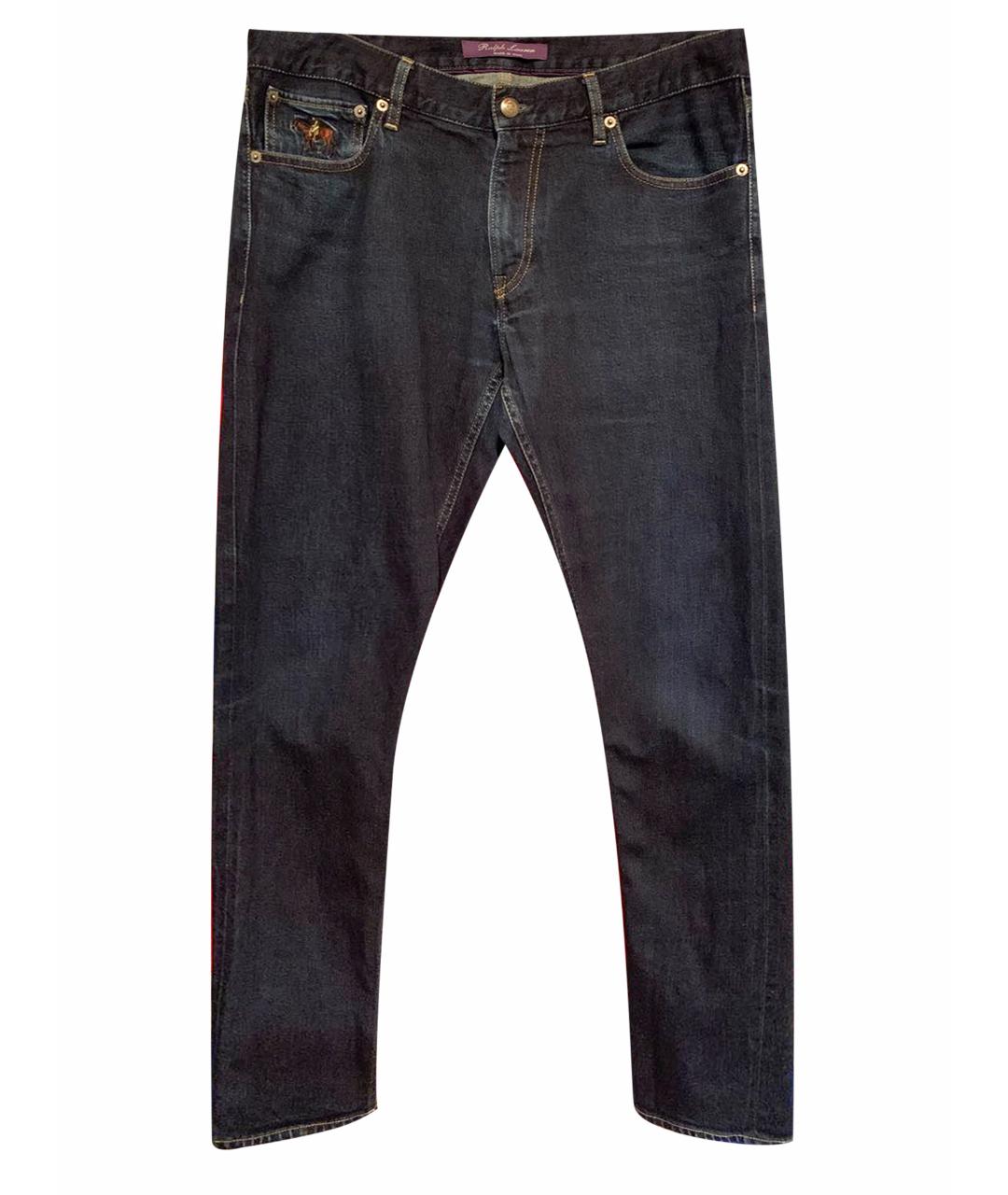 RALPH LAUREN PURPLE LABEL Темно-синие хлопко-эластановые джинсы скинни, фото 1