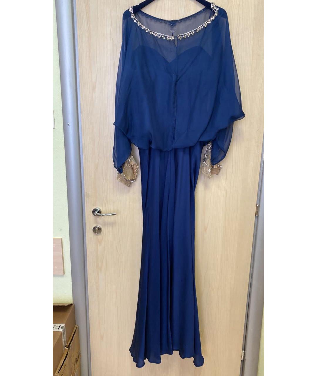 TARIK EDIZ Темно-синее полиэстеровое вечернее платье, фото 2