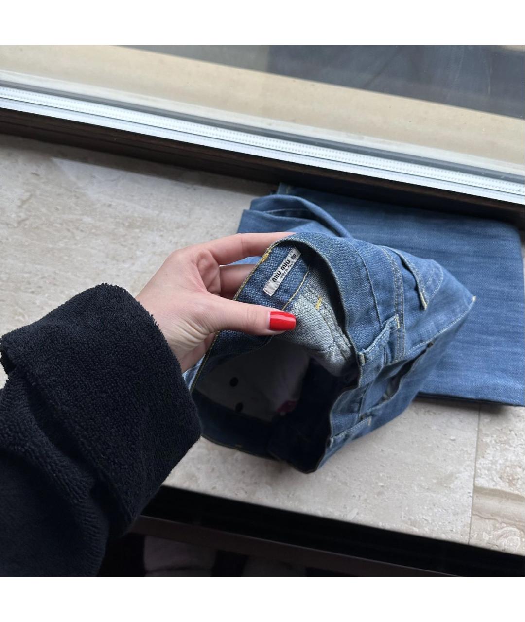 MIU MIU Синие хлопковые джинсы клеш, фото 3
