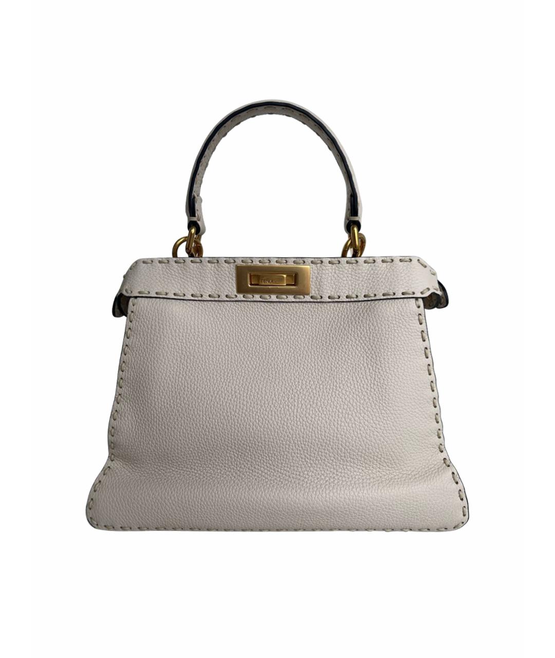 FENDI Бежевая кожаная сумка тоут, фото 1