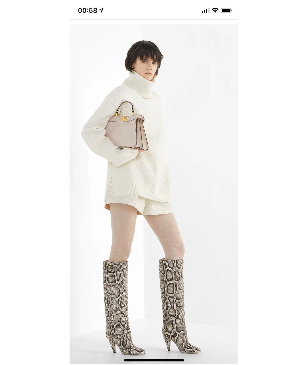 FENDI Бежевая кожаная сумка тоут, фото 5