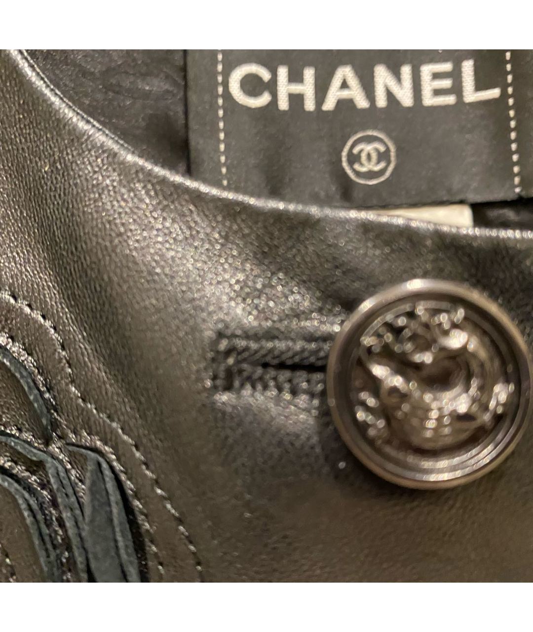 CHANEL PRE-OWNED Черный кожаный жакет/пиджак, фото 3