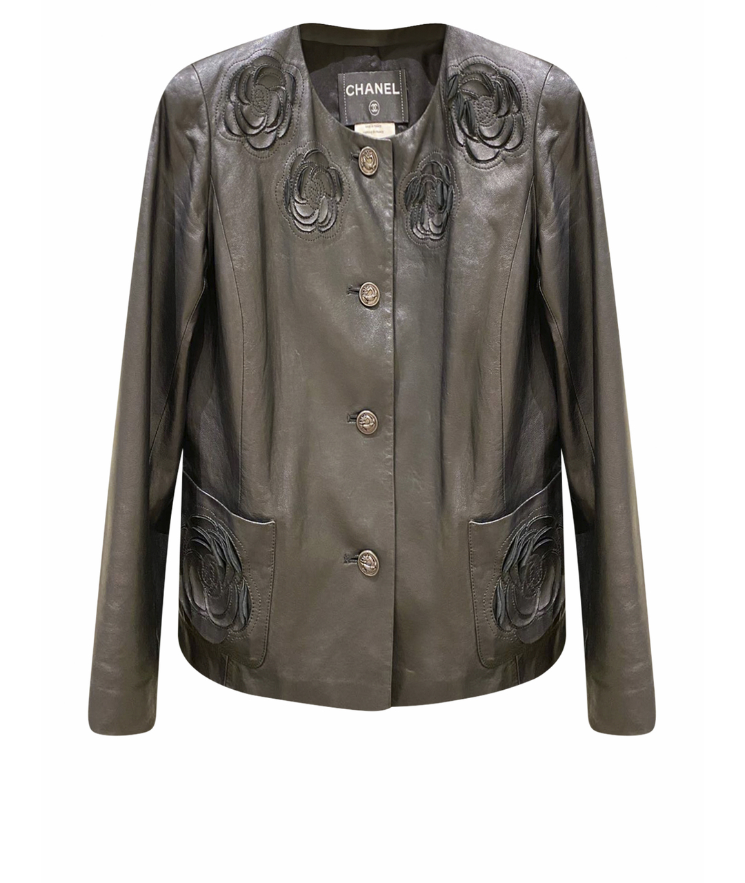 CHANEL PRE-OWNED Черный кожаный жакет/пиджак, фото 1