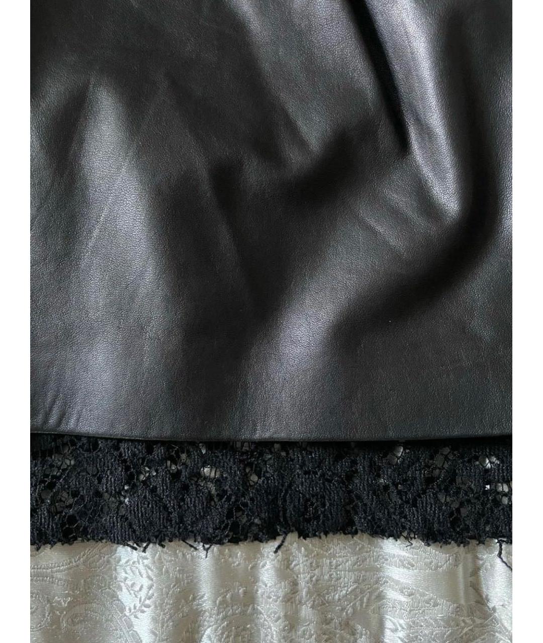 DOLCE&GABBANA Черная кожаная юбка мини, фото 5