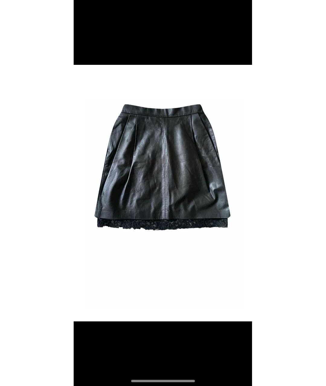 DOLCE&GABBANA Черная кожаная юбка мини, фото 8