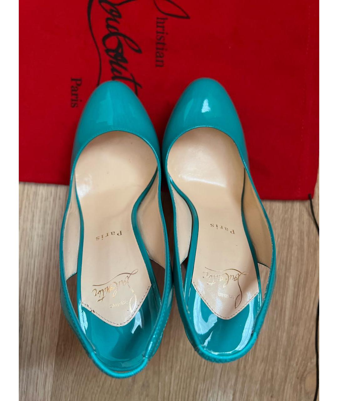 CHRISTIAN LOUBOUTIN Бирюзовые туфли из лакированной кожи, фото 3