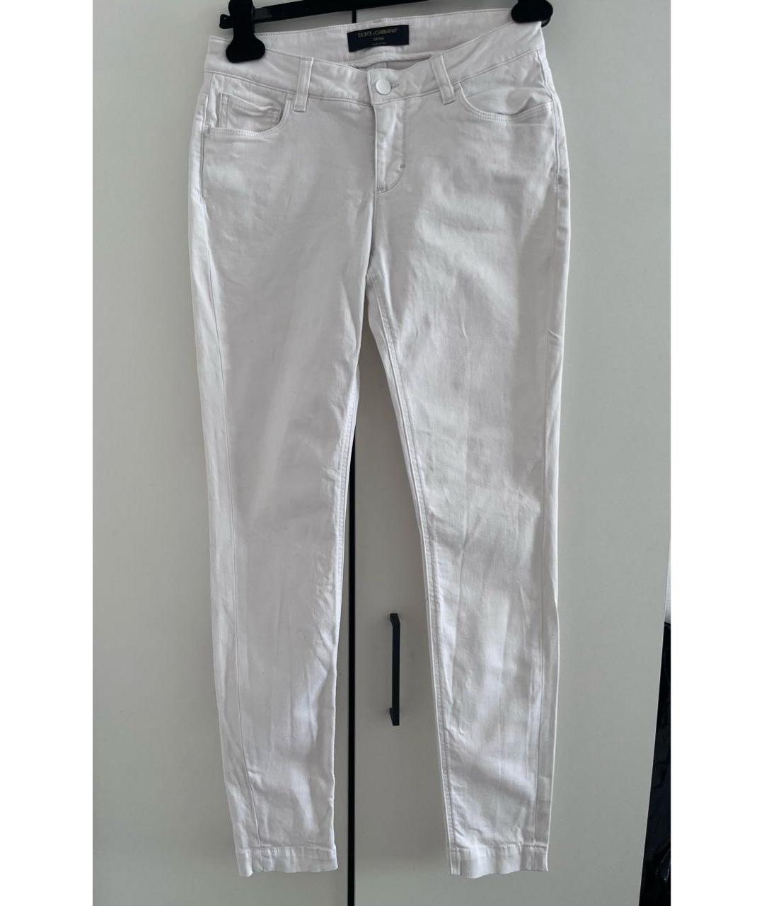 DOLCE&GABBANA Белые хлопко-эластановые джинсы слим, фото 9