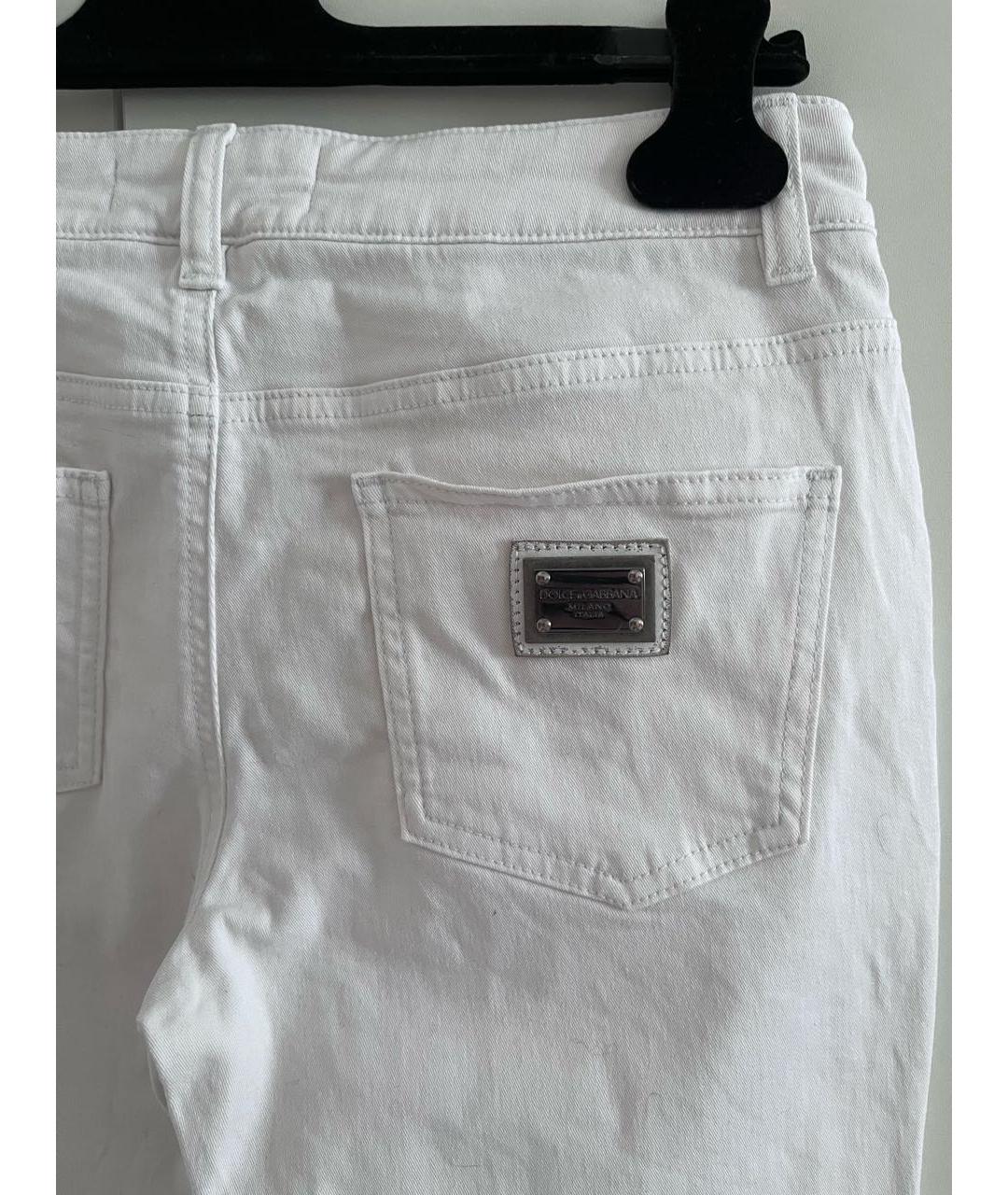 DOLCE&GABBANA Белые хлопко-эластановые джинсы слим, фото 4