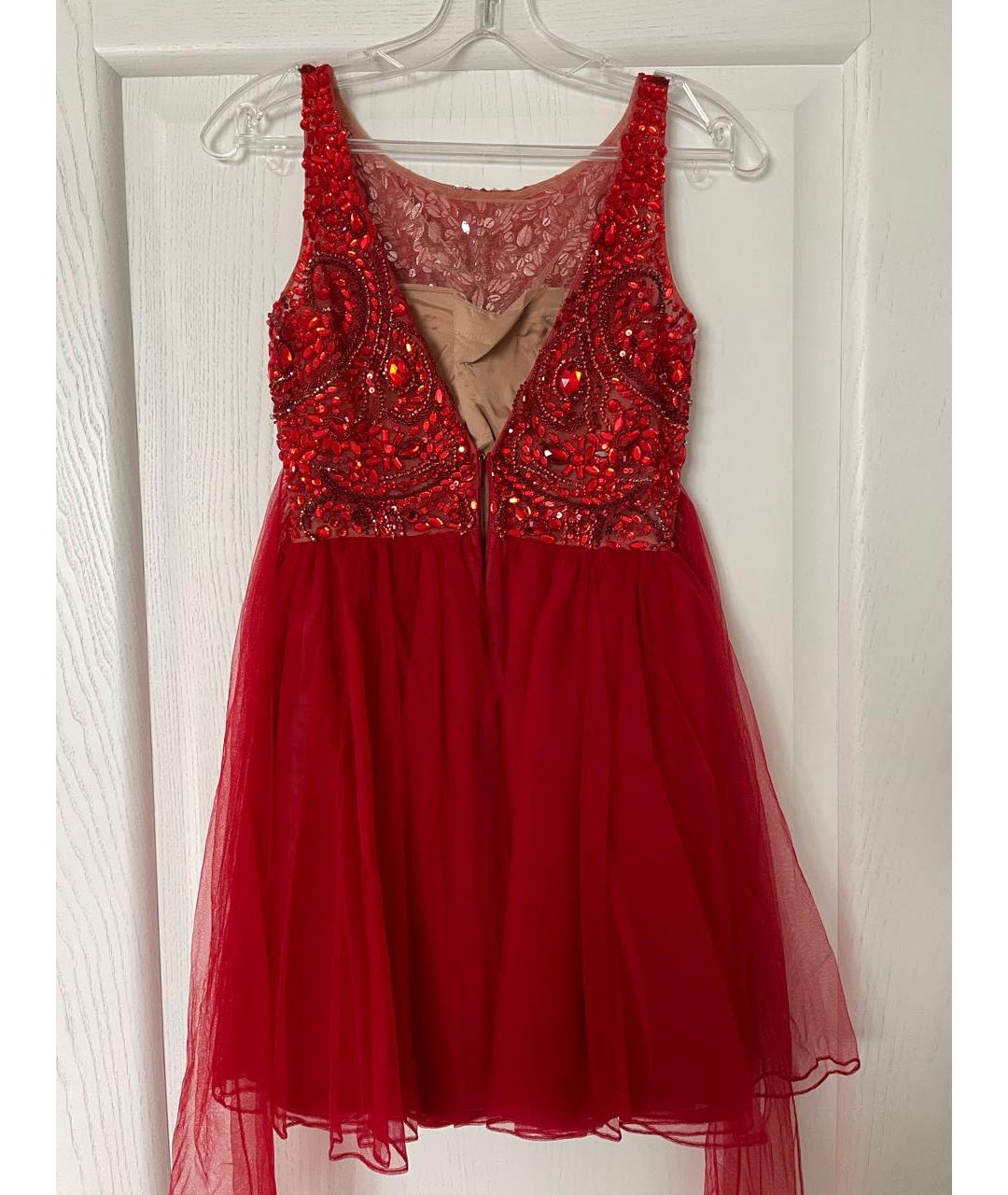 SHERRI HILL Красное сетчатое коктейльное платье, фото 2