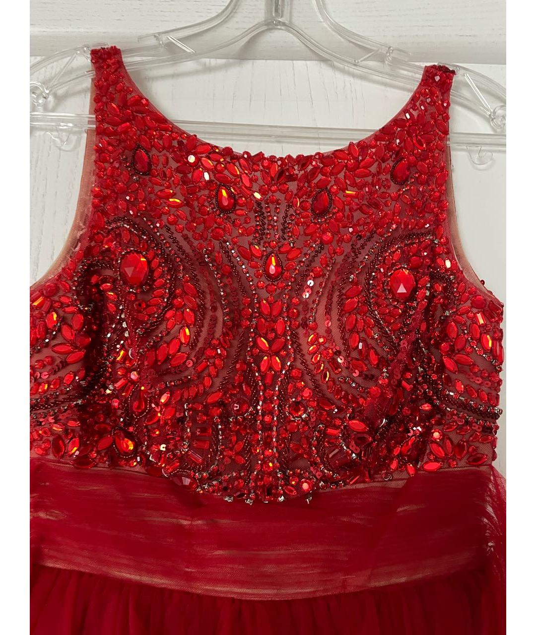 SHERRI HILL Красное сетчатое коктейльное платье, фото 3
