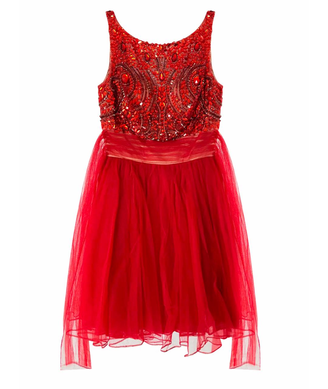 SHERRI HILL Красное сетчатое коктейльное платье, фото 1