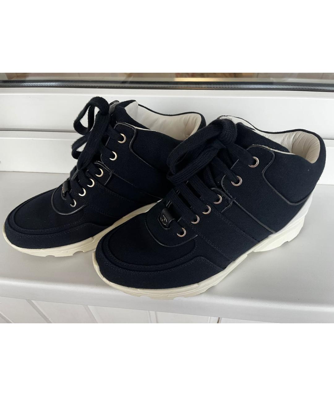 CHANEL Темно-синие текстильные кроссовки, фото 4