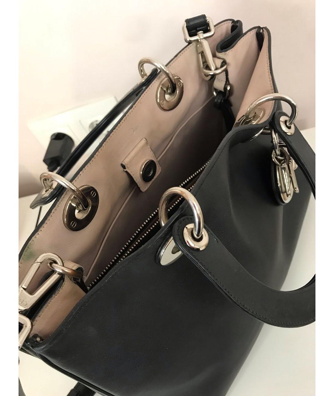 CHRISTIAN DIOR Черная кожаная сумка с короткими ручками, фото 4