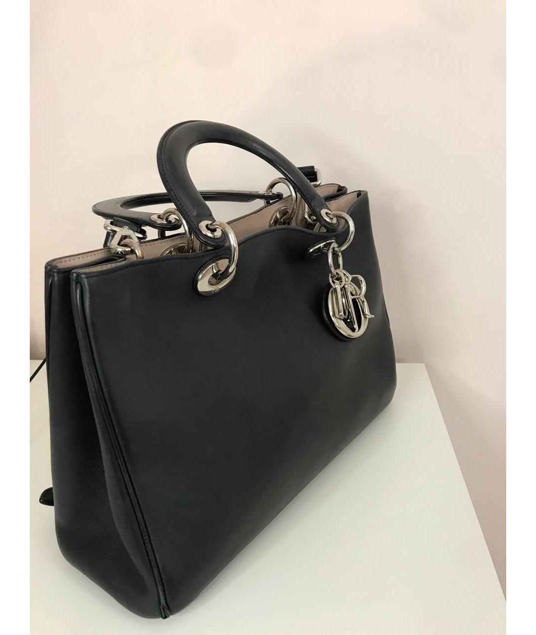 CHRISTIAN DIOR Черная кожаная сумка с короткими ручками, фото 2