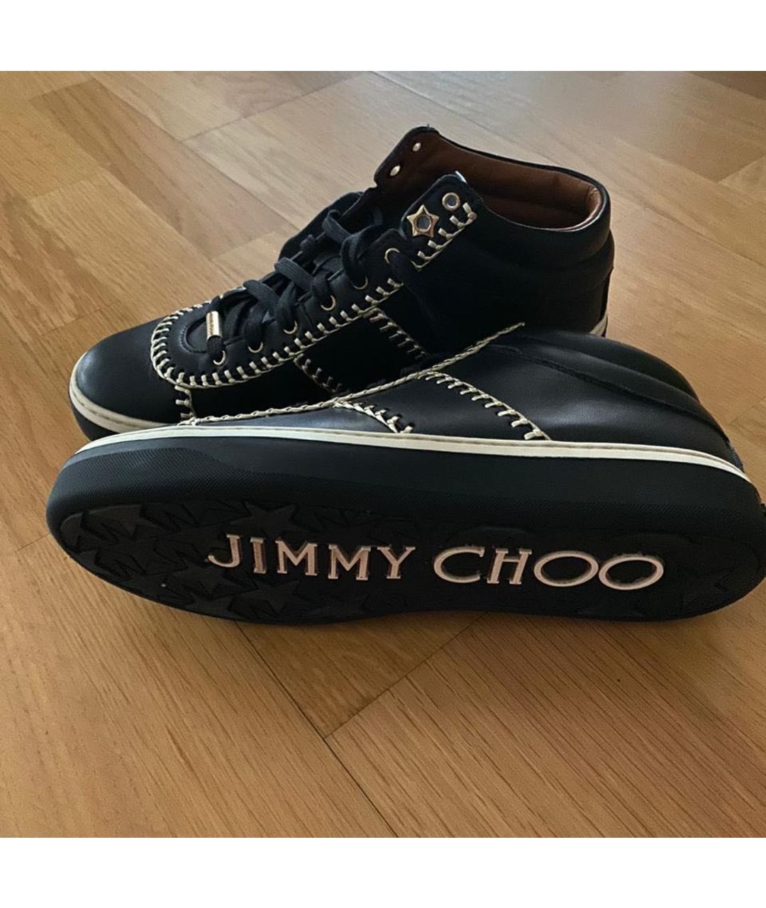 JIMMY CHOO Черные кожаные кроссовки, фото 2
