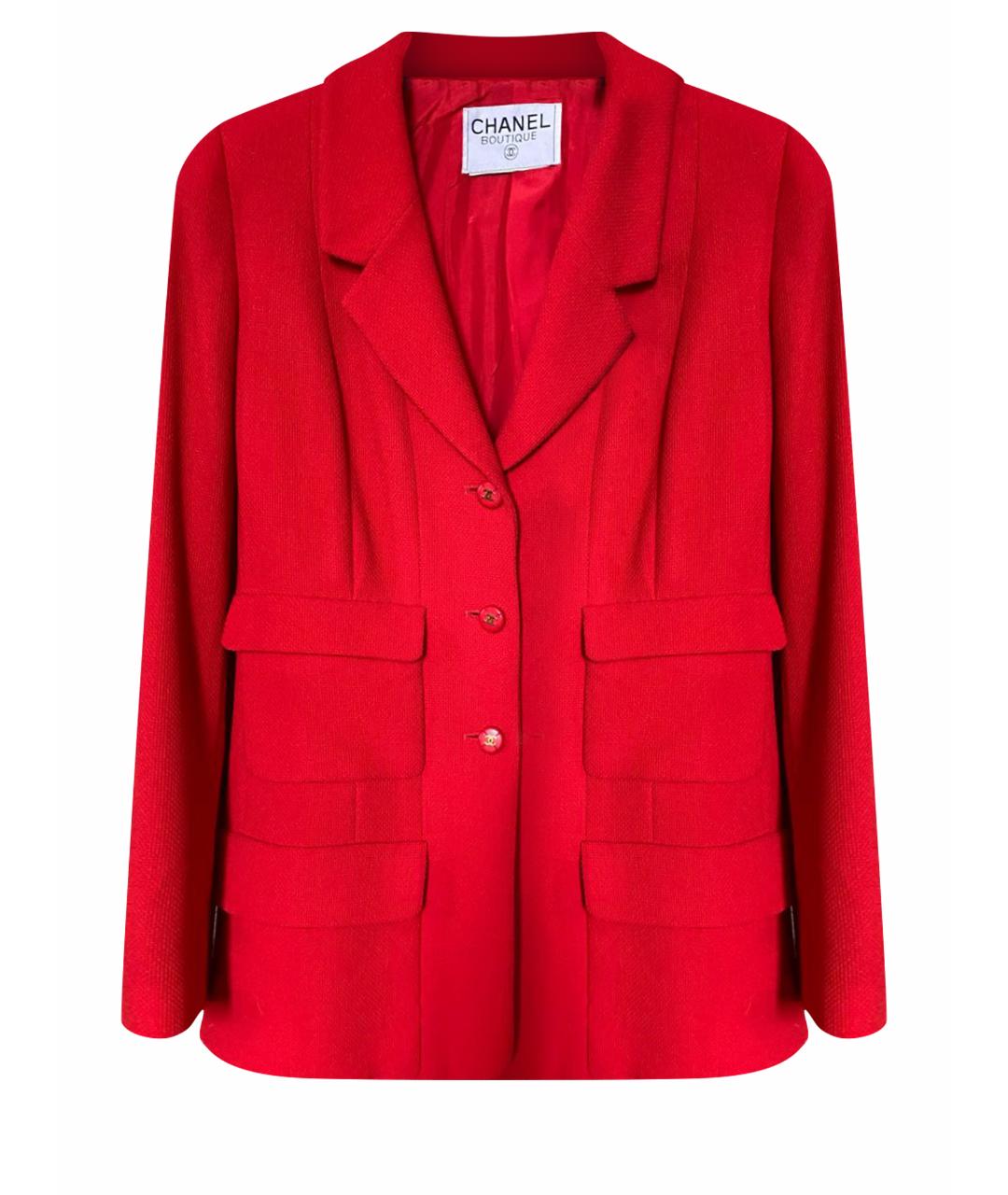 CHANEL PRE-OWNED Красный шерстяной жакет/пиджак, фото 1