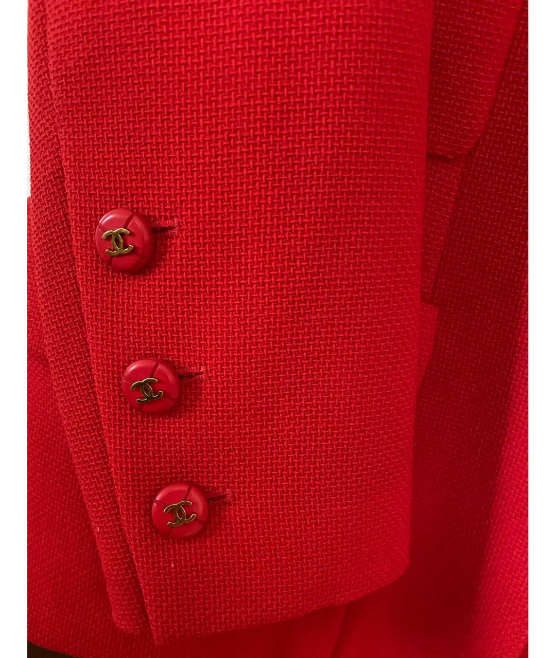 CHANEL PRE-OWNED Красный шерстяной жакет/пиджак, фото 4