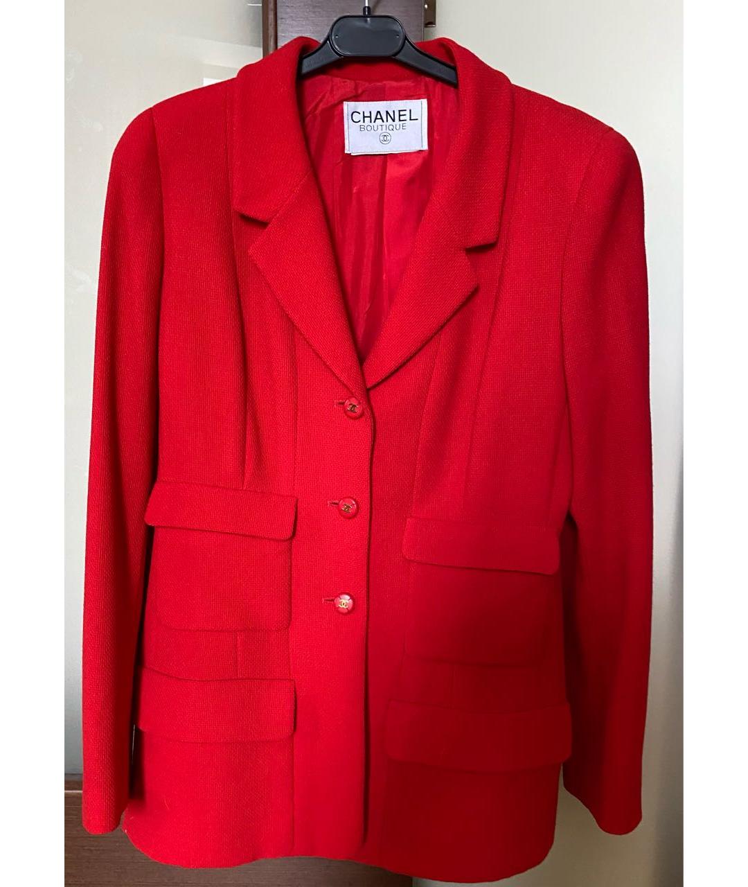 CHANEL PRE-OWNED Красный шерстяной жакет/пиджак, фото 5