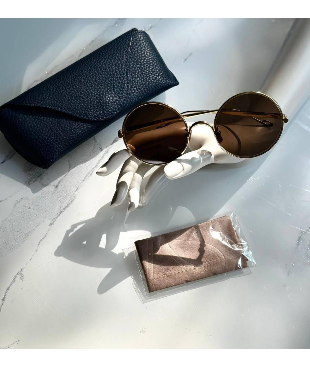 LOEWE Золотые металлические солнцезащитные очки, фото 2