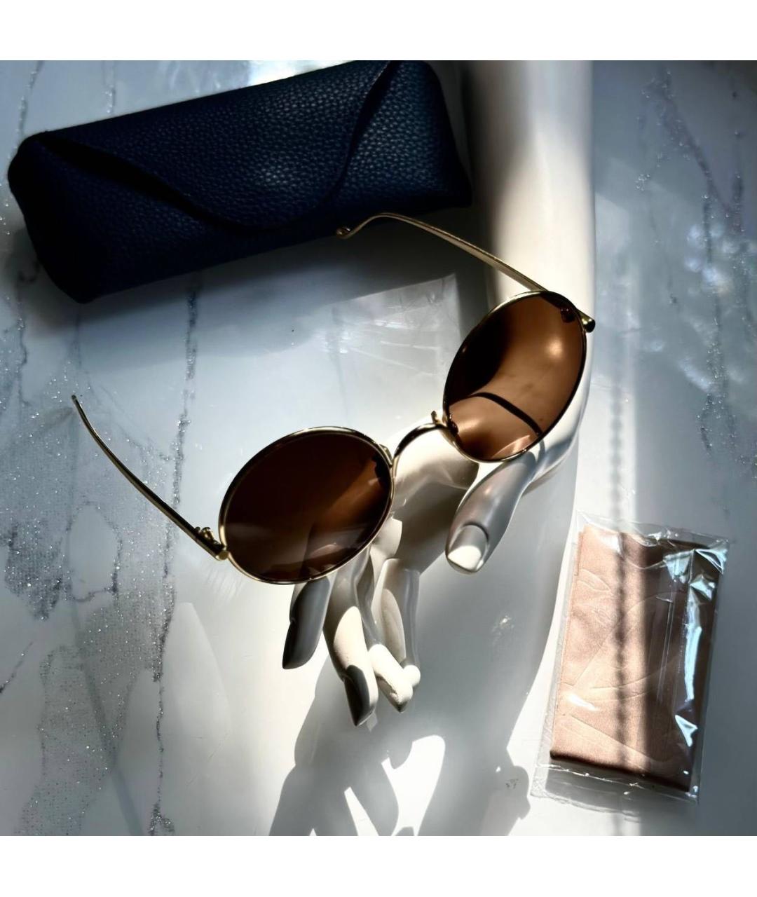 LOEWE Золотые металлические солнцезащитные очки, фото 5
