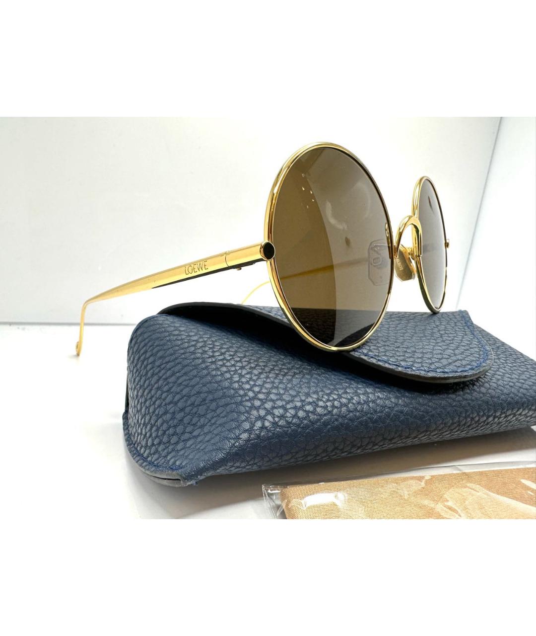 LOEWE Золотые металлические солнцезащитные очки, фото 3