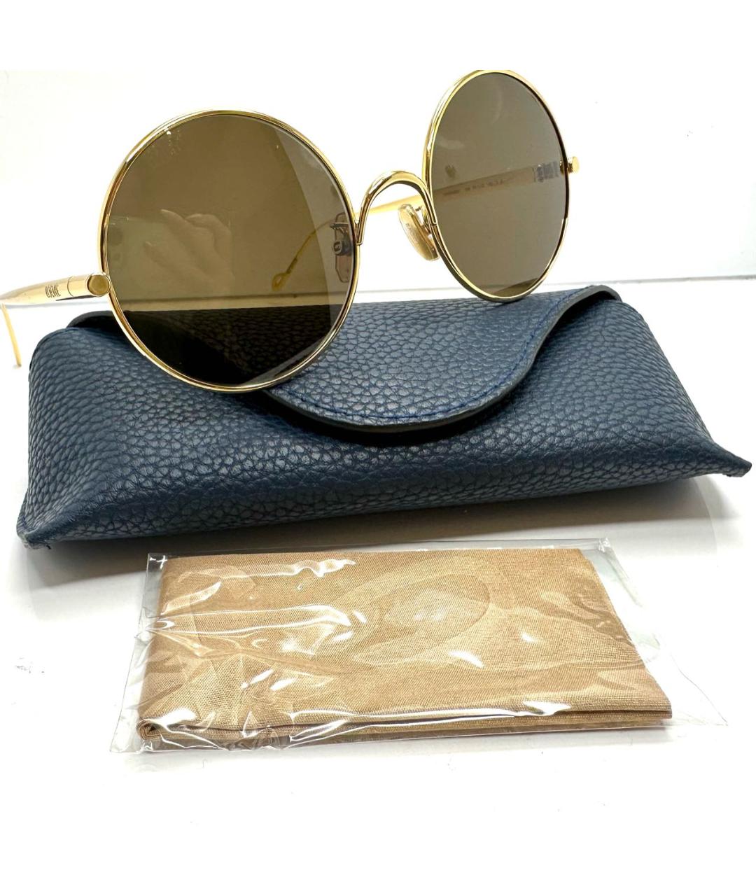 LOEWE Золотые металлические солнцезащитные очки, фото 4
