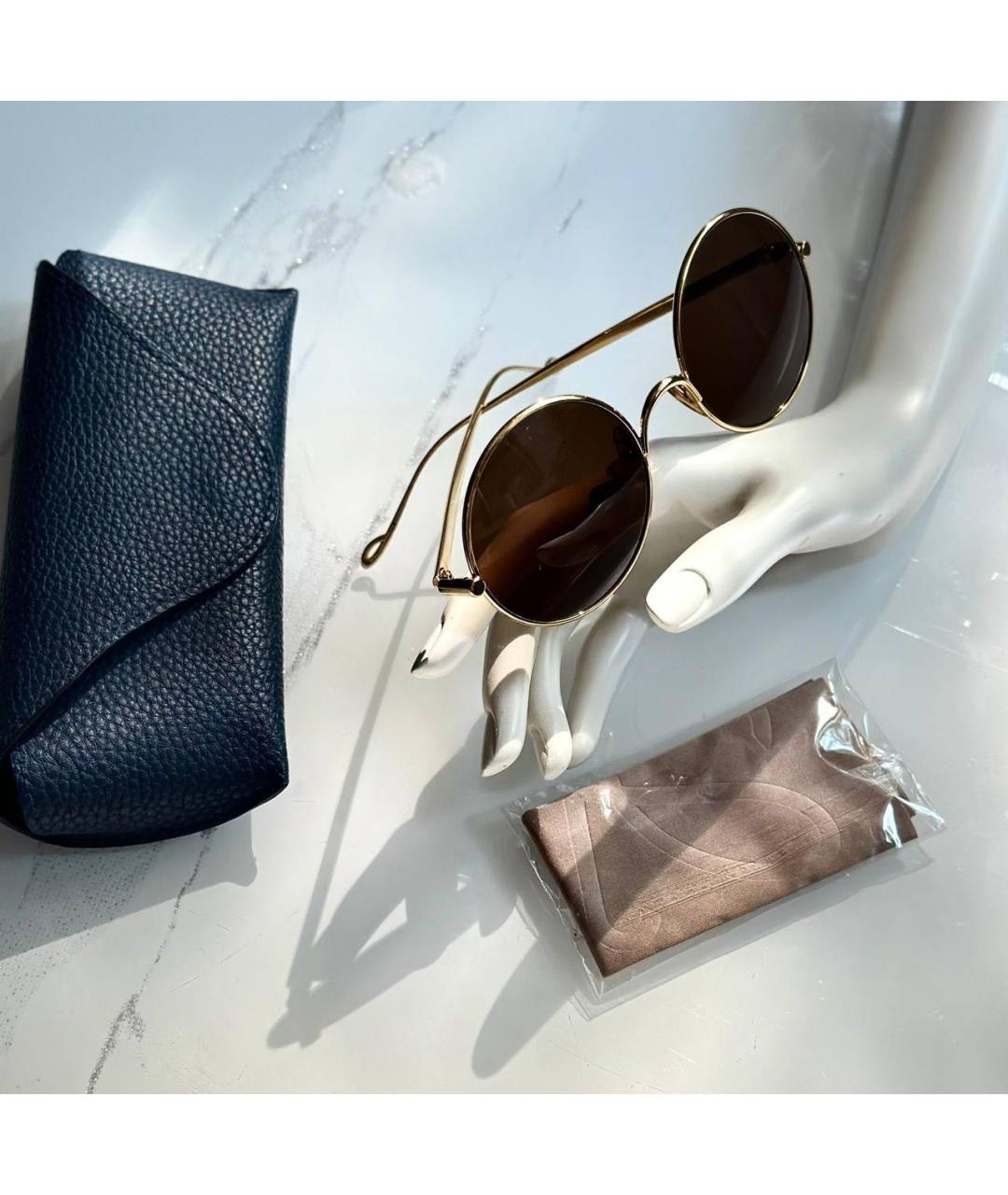 LOEWE Золотые металлические солнцезащитные очки, фото 3