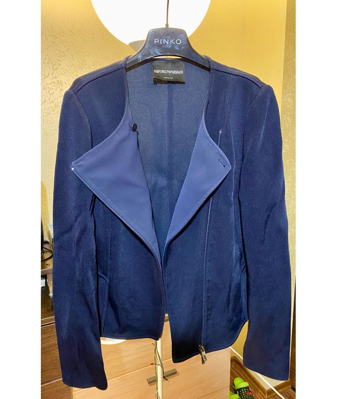 EMPORIO ARMANI Темно-синий полиамидовый жакет/пиджак, фото 4