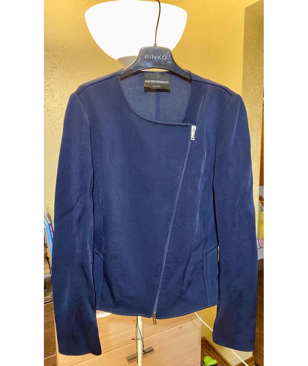 EMPORIO ARMANI Темно-синий полиамидовый жакет/пиджак, фото 5