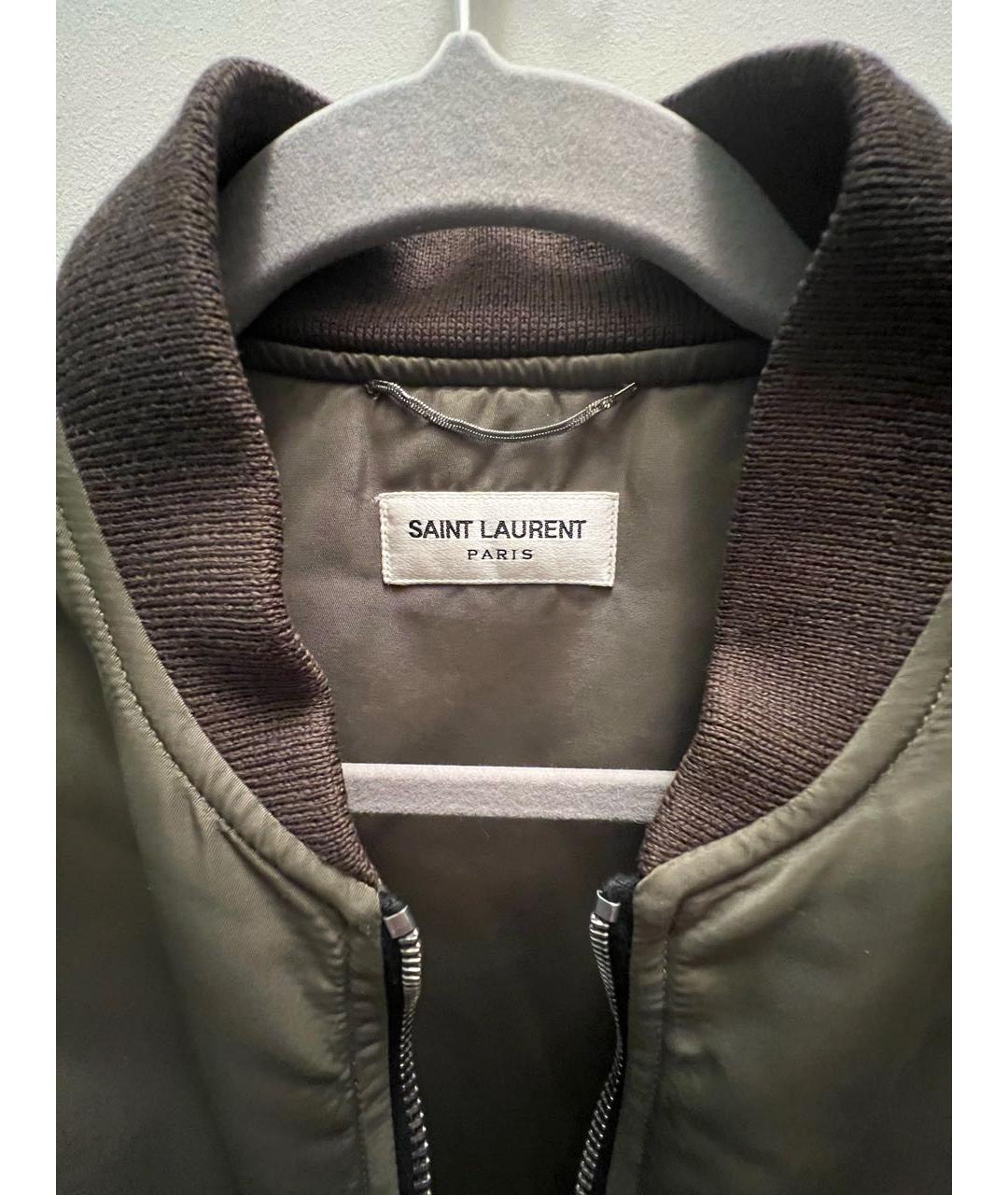 SAINT LAURENT Хаки атласная куртка, фото 3